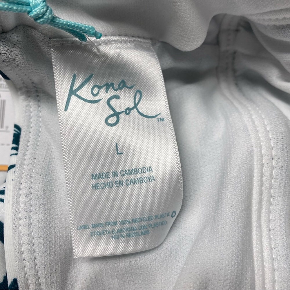 NWT Target Kona Sol One Piece Floral Tropical Swimsuit SZ Large in Teal Blue - Picture 5 of 6